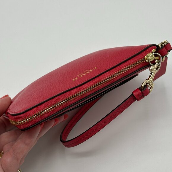 NWOT Coach Small Leather Wristlet - Pink Scarlet - Picture 6 of 13